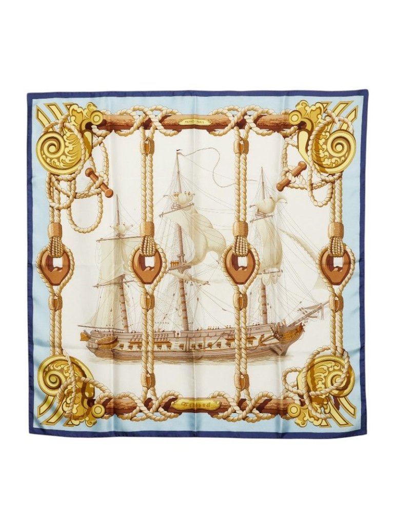 Hermes Carre 90 Tribord Scarf Multicolor Silk